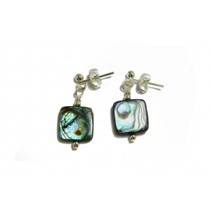 Square Paua Shell Drop Earrings 